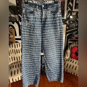 LONDON ROCK UPCYCLED GAP KIDS WIDE LEG LOW STRIDE JEANS SZ 14